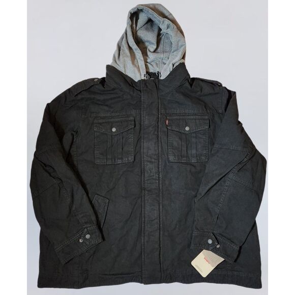 Levi’s Washed Cotton Military Jacket – Men’s 3XL, Black, Sherpa Lined, NWT - Picture 1 of 14